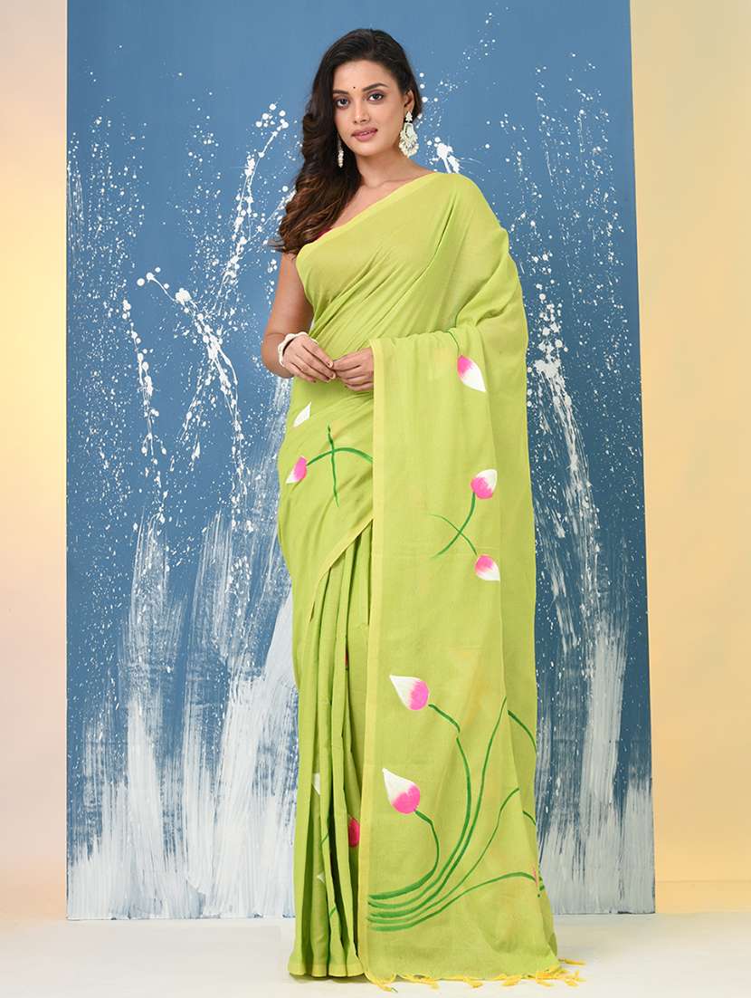 women floral printed handloom saree with blouse