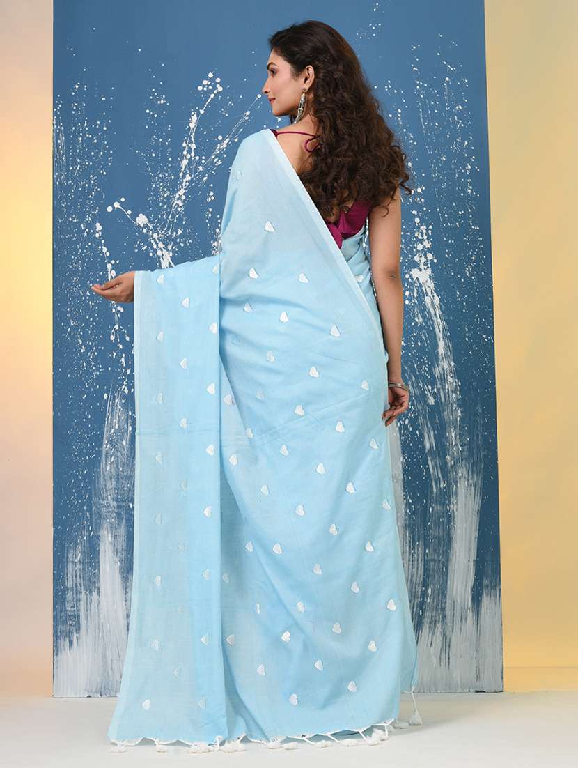 women solid with work handloom saree with blouse - 22140448 -  Standard Image - 3