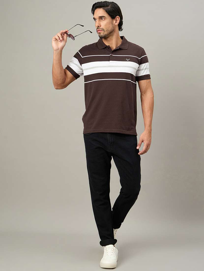 men striped short sleeve regular fit polo t-shirt - 22140472 - Standard Image - 3