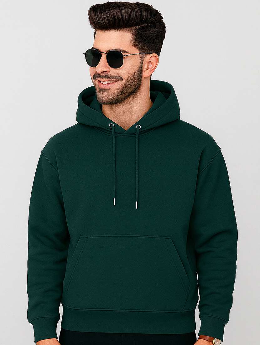 men solid long sleeve regular fit hooded sweatshirt - 22140473 -  Zoom Image - 0