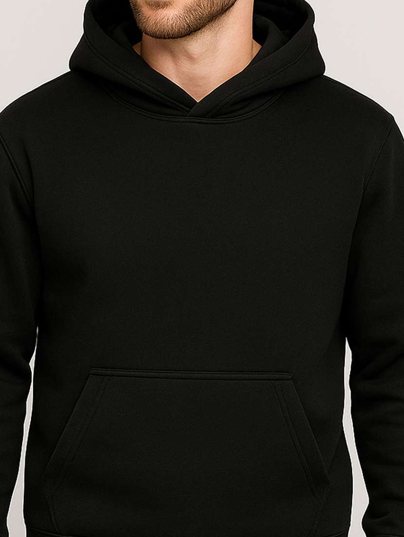 men solid long sleeve regular fit hooded sweatshirt - 22140475 -  Standard Image - 3