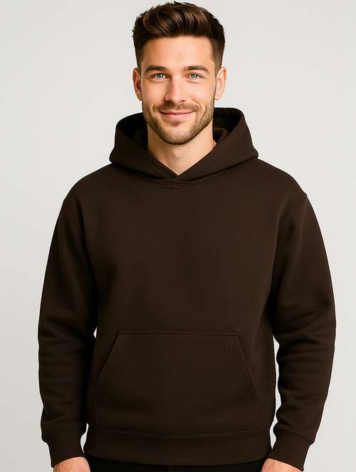 men solid long sleeve regular fit hooded sweatshirt - 22140476 -  Standard Image - 0