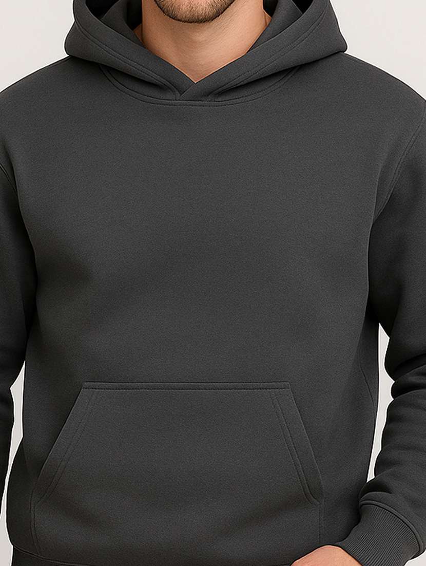 men solid long sleeve regular fit hooded sweatshirt - 22140477 -  Standard Image - 3