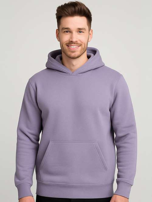 men solid long sleeve regular fit hooded sweatshirt - 22140478 -  Standard Image - 0