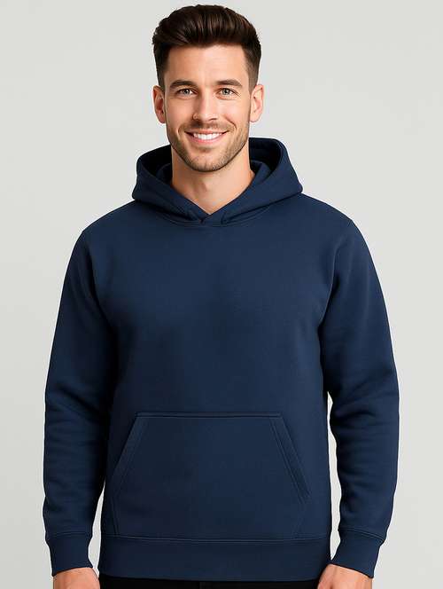 men solid long sleeve regular fit hooded sweatshirt - 22140480 -  Standard Image - 0