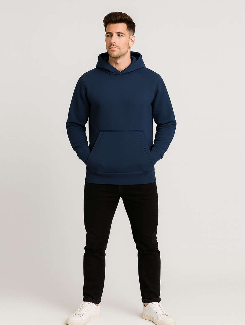 men solid long sleeve regular fit hooded sweatshirt - 22140480 -  Standard Image - 3