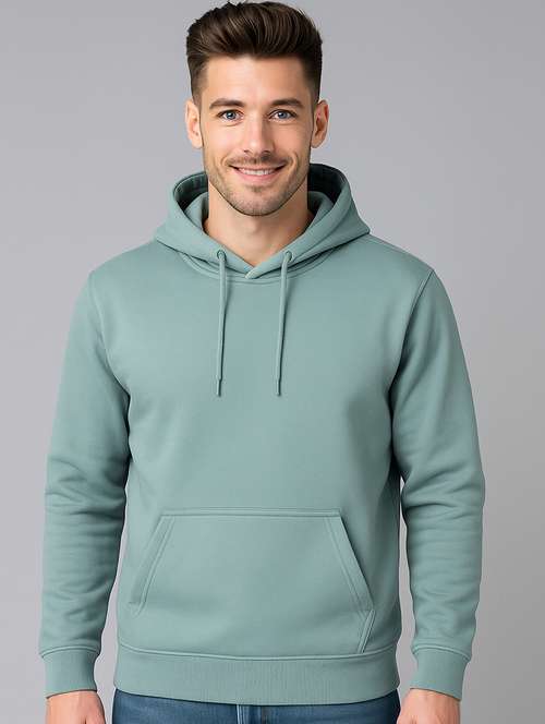 men solid long sleeve regular fit hooded sweatshirt - 22140481 -  Standard Image - 0