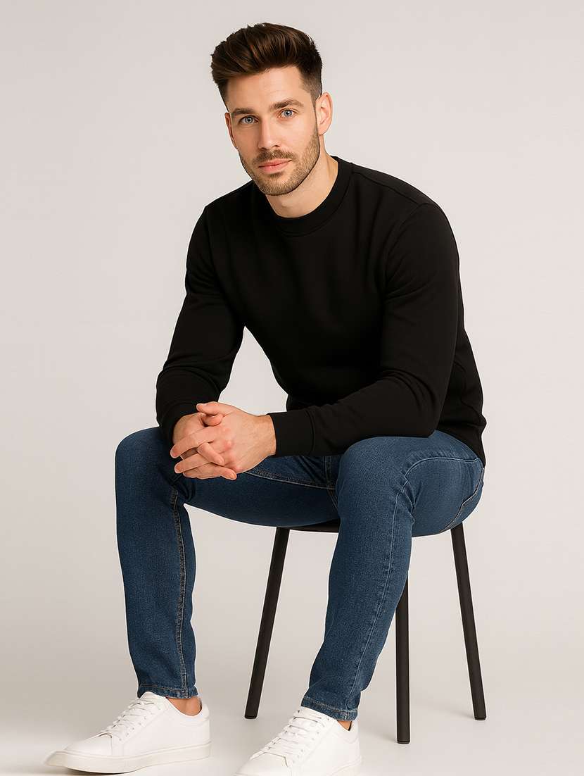 men solid long sleeve regular fit sweatshirt - 22140483 -  Standard Image - 3