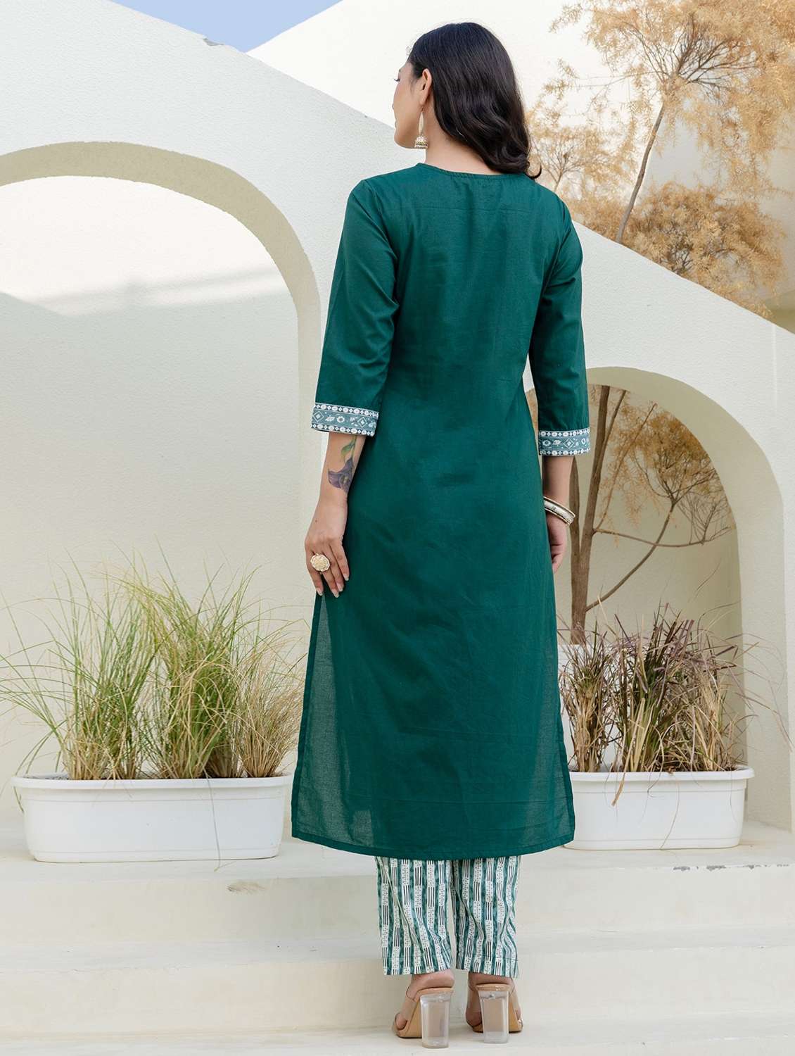 women printed three quarter sleeve kurta pant with dupatta set - 22140532 -  Standard Image - 3