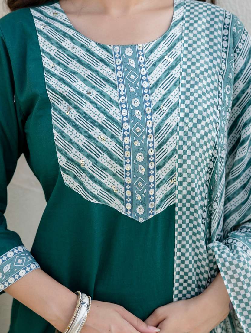 women printed three quarter sleeve kurta pant with dupatta set - 22140532 -  Standard Image - 5