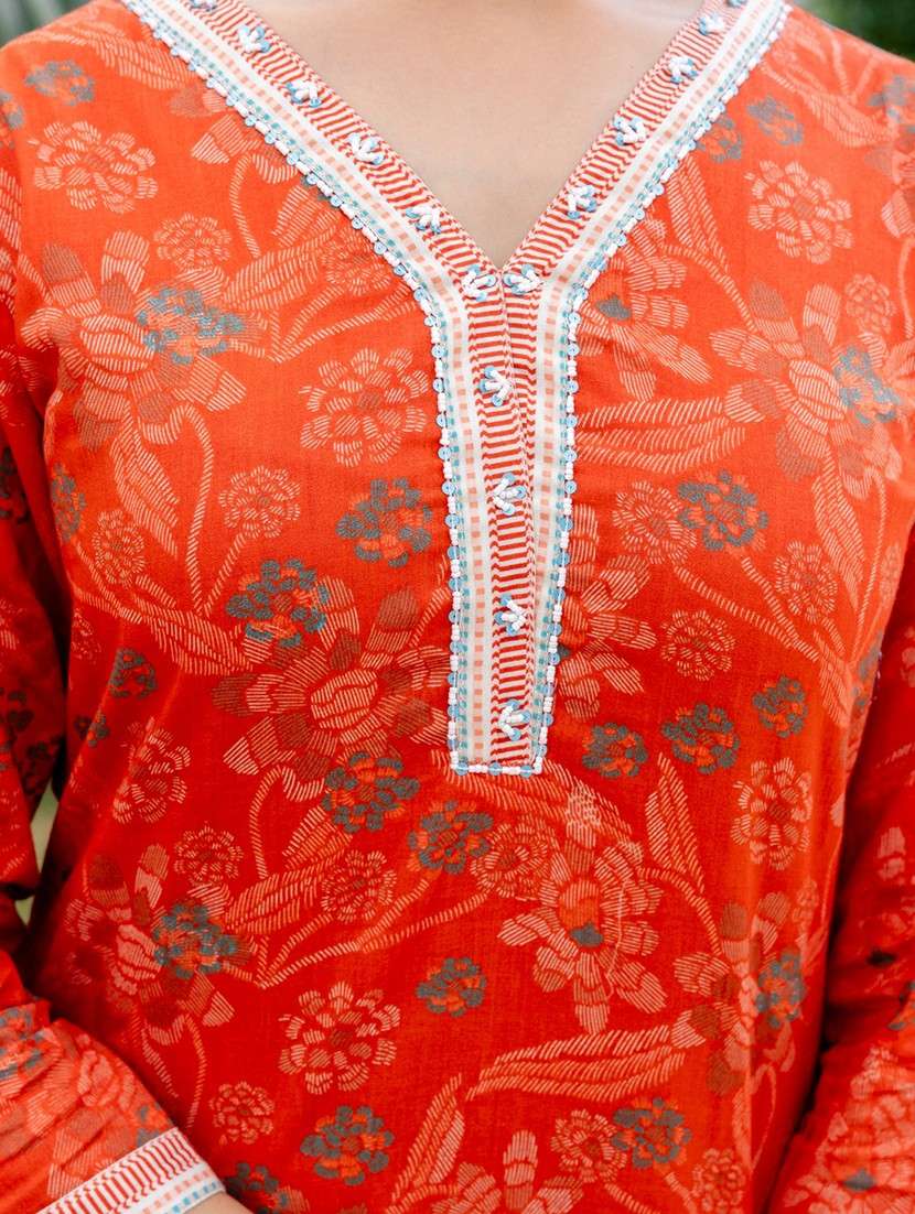 women floral printed three quarter sleeve kurta pant with dupatta set - 22140542 -  Standard Image - 5