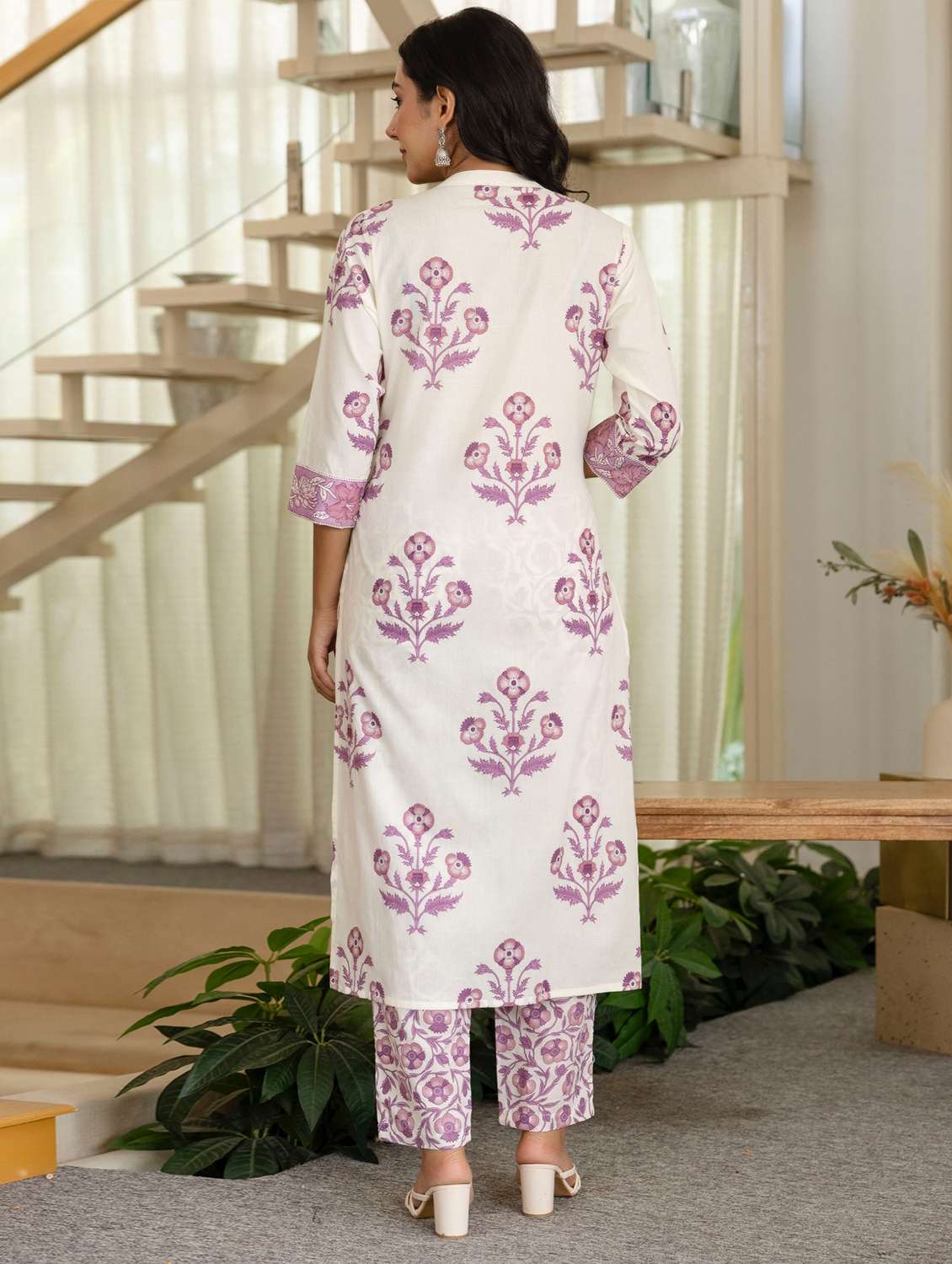 women floral printed three quarter sleeve kurta pant with dupatta set - 22140554 -  Standard Image - 5