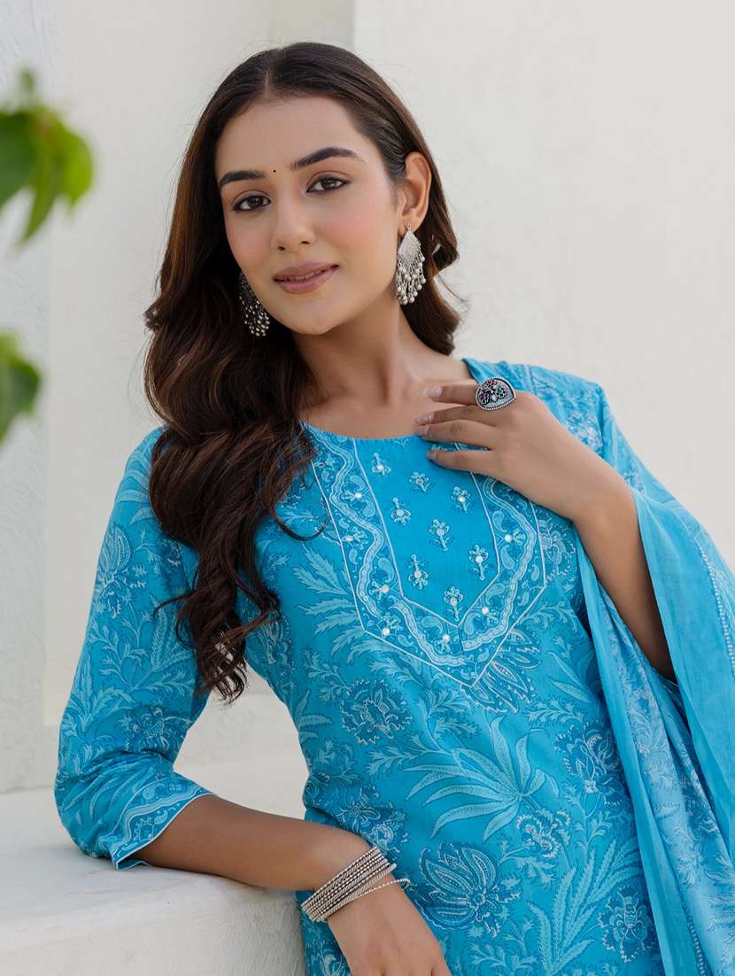 women floral printed three quarter sleeve kurta pant with dupatta set - 22140561 -  Standard Image - 5
