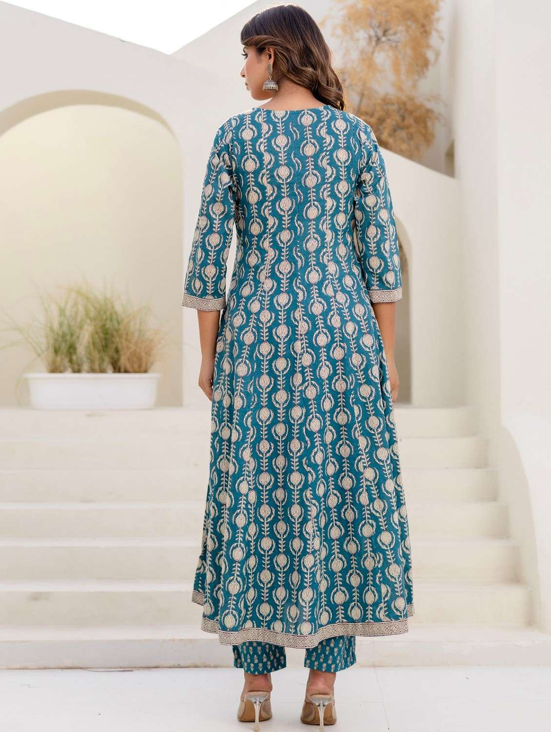 women floral printed three quarter sleeve kurta pant with dupatta set - 22140596 - Standard Image - 5