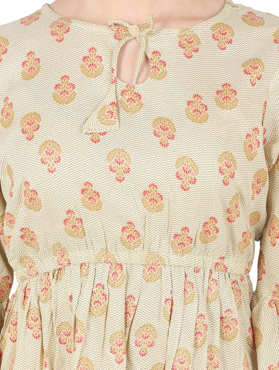 women printed bell sleeve long flared top - 22140604 - Standard Image - 5