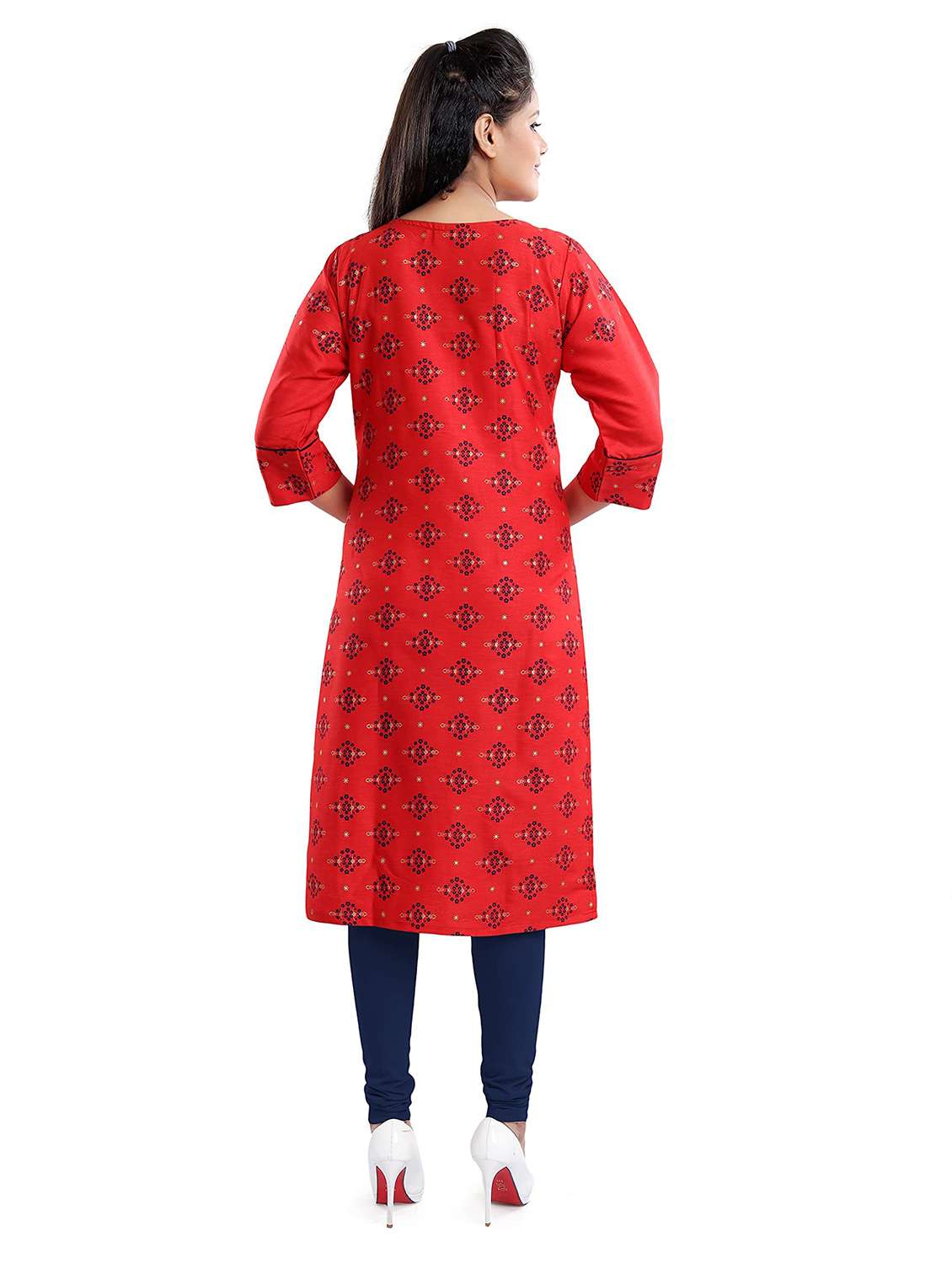 women printed three quarter sleeve maternity wear kurta - 22140615 -  Standard Image - 3