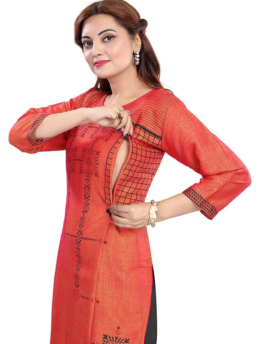 women printed three quarter sleeve maternity wear kurta - 22140617 -  Standard Image - 3