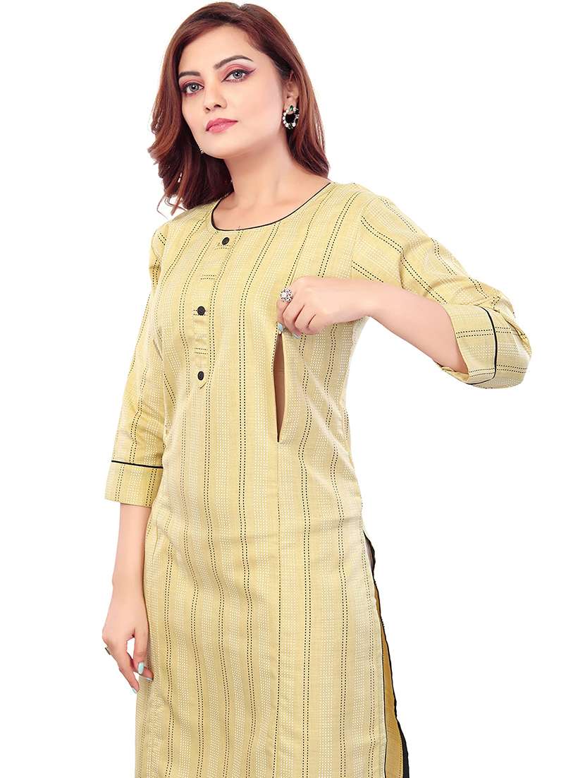 women self design three quarter sleeve maternity wear kurta - 22140629 -  Standard Image - 3