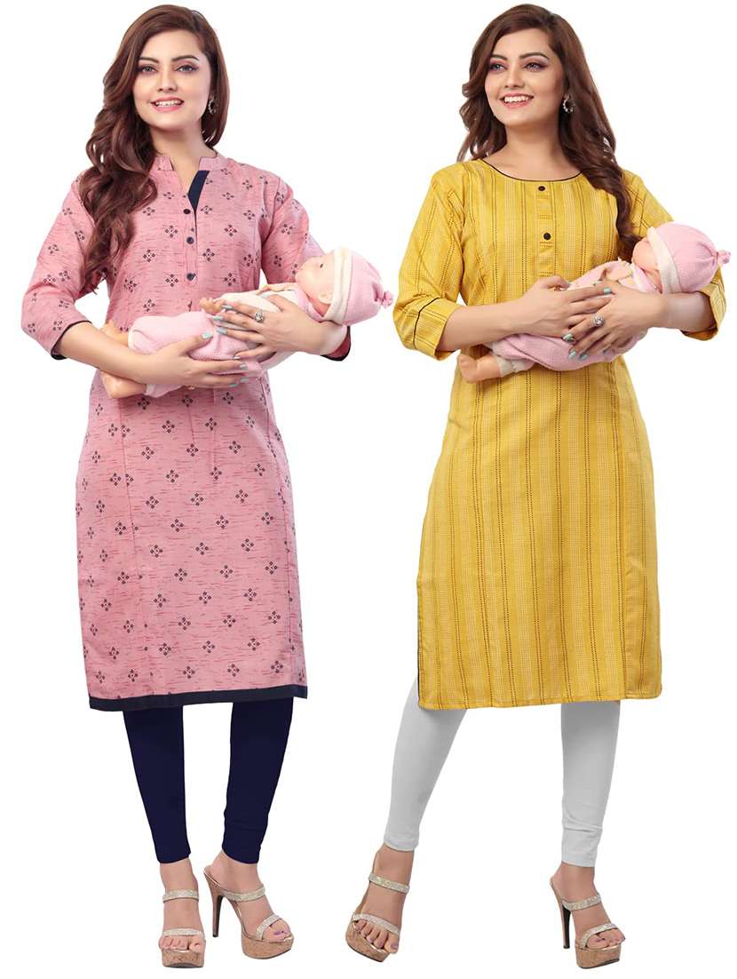 women pack of 2 three quarter sleeve maternity wear kurta