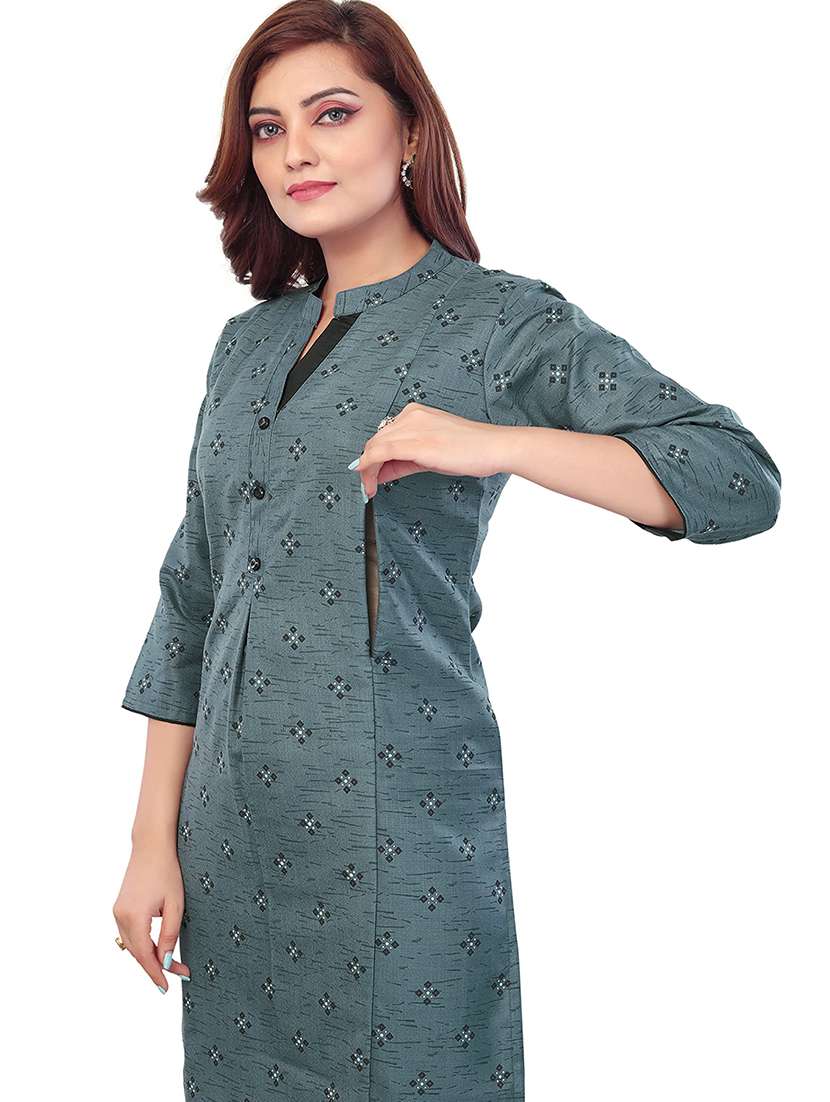women printed three quarter sleeve maternity wear kurta - 22140651 -  Standard Image - 3