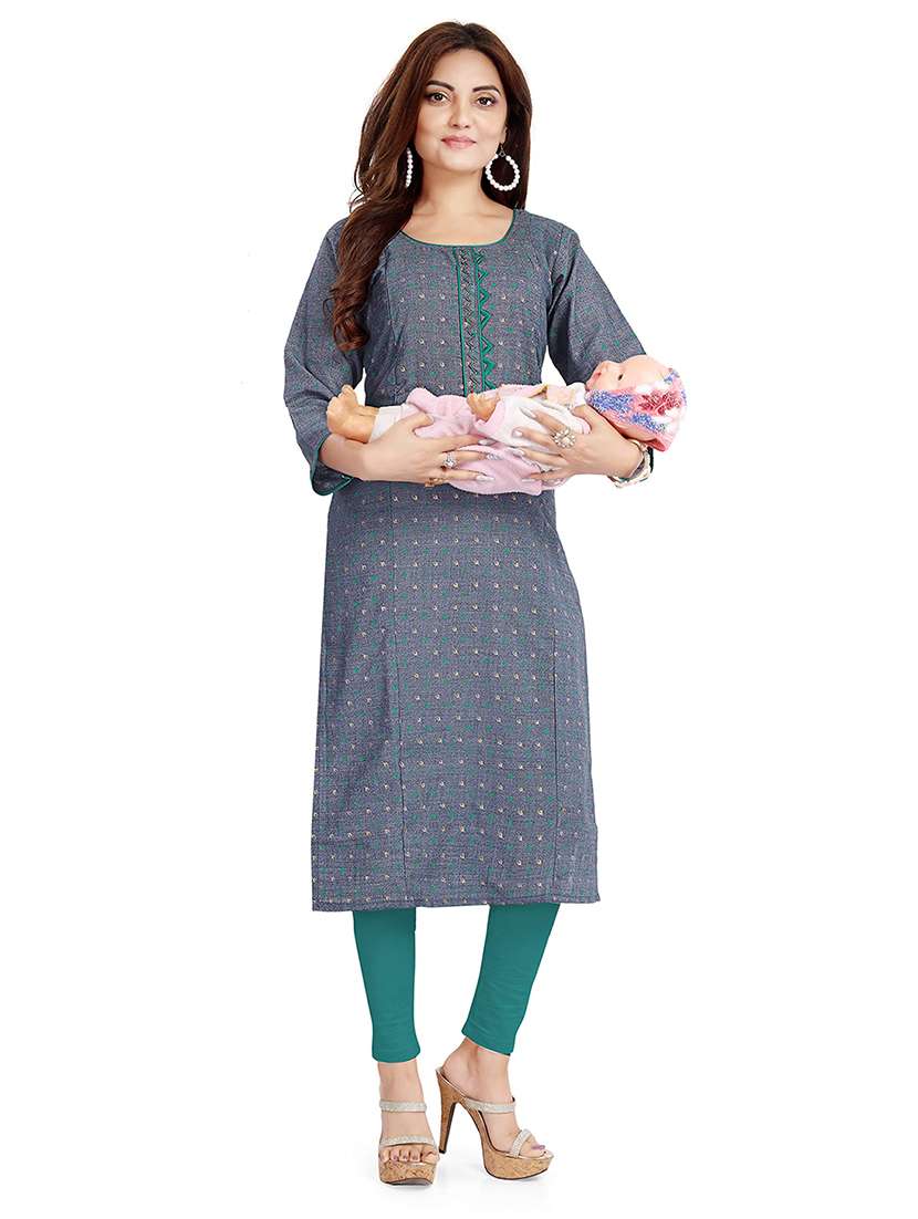 women printed three quarter sleeve maternity wear kurta