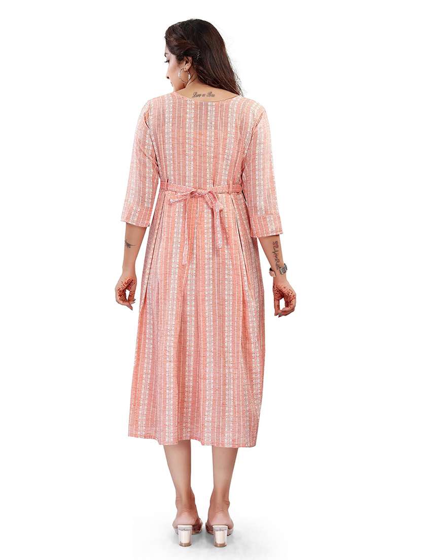 women self design three quarter sleeve maternity wear dress - 22140693 -  Standard Image - 3