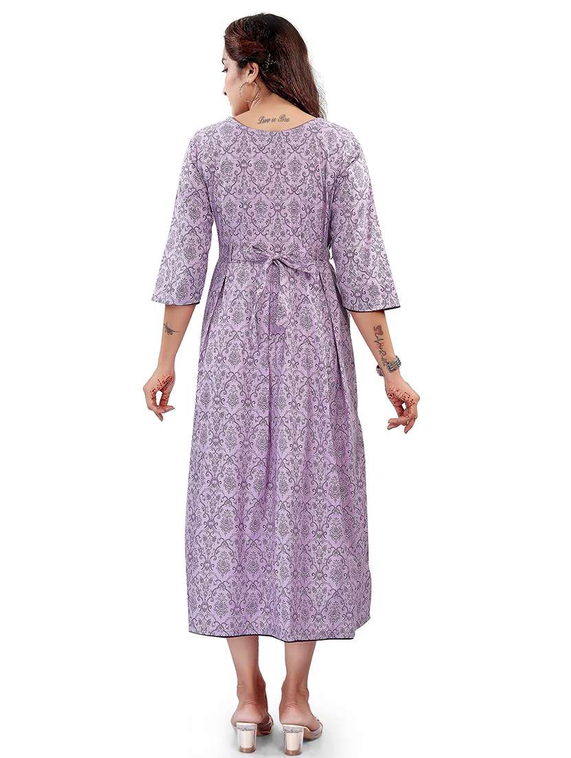 women printed three quarter sleeve maternity wear dress - 22140694 -  Standard Image - 3