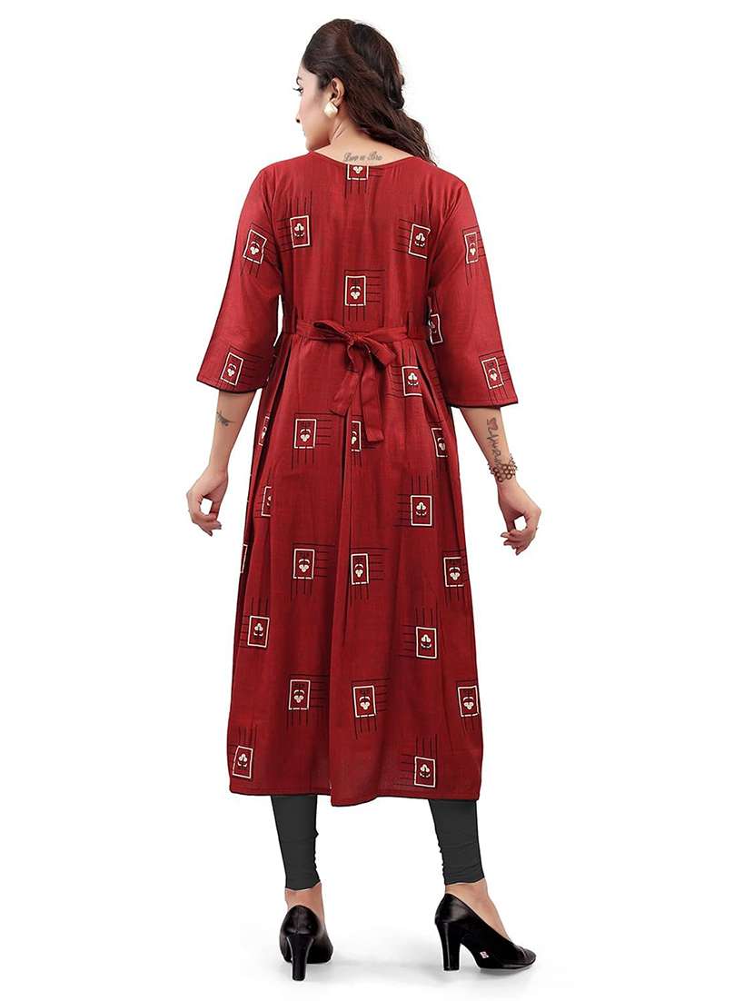 women printed three quarter sleeve maternity wear kurta - 22140696 -  Standard Image - 3