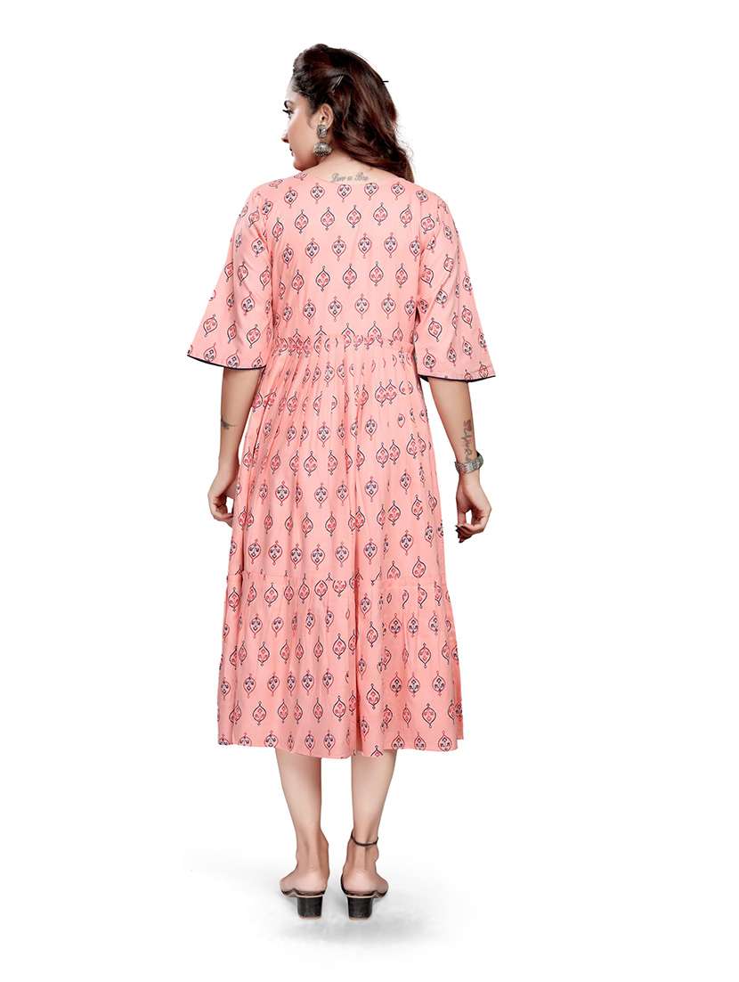 women printed three quarter sleeve maternity wear dress - 22140711 -  Standard Image - 3