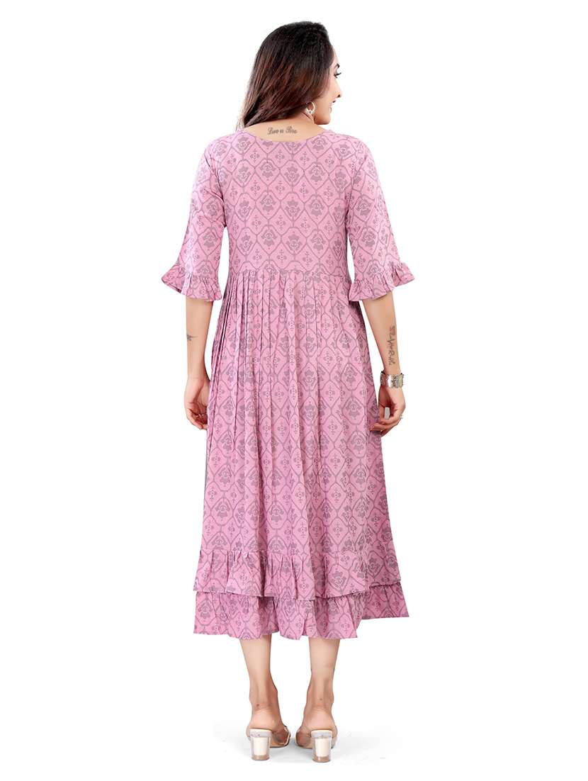 women printed three quarter sleeve maternity wear dress - 22140714 -  Standard Image - 3