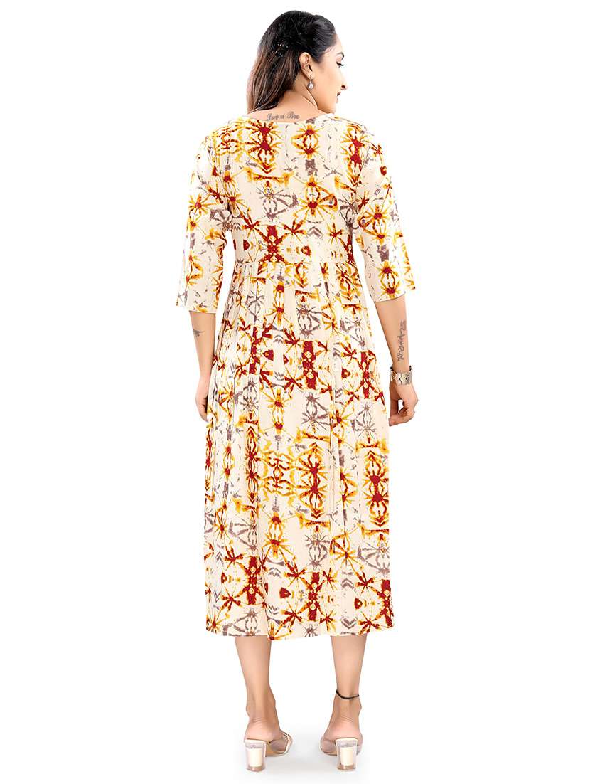 women printed three quarter sleeve maternity wear dress - 22140724 -  Standard Image - 3