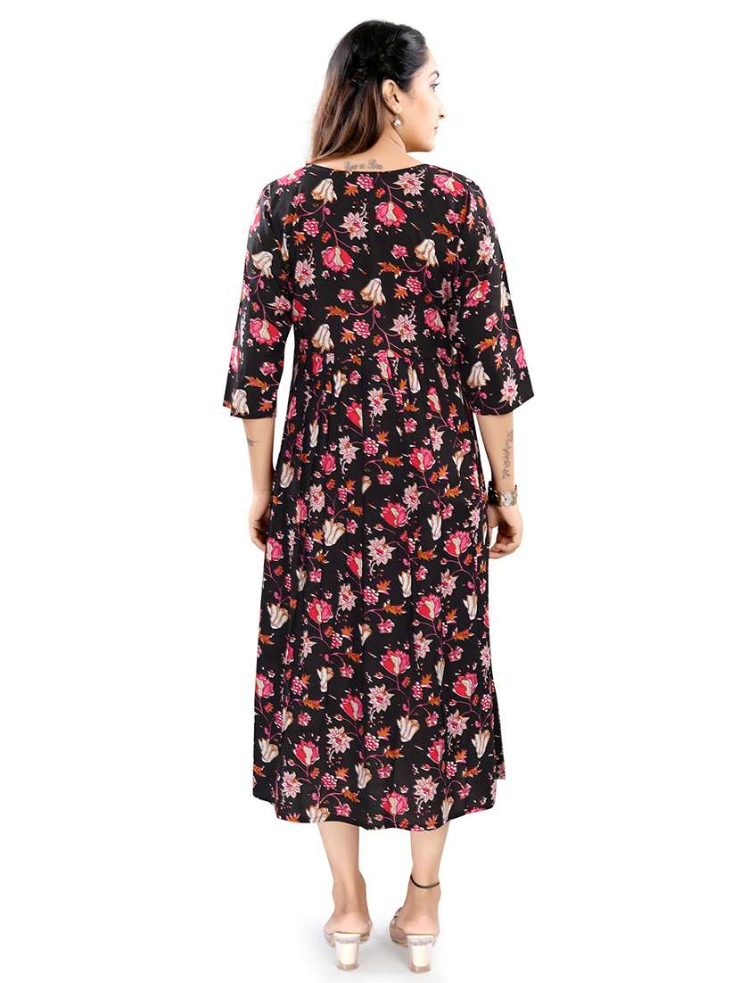 women floral printed three quarter sleeve maternity wear dress - 22140726 -  Standard Image - 3