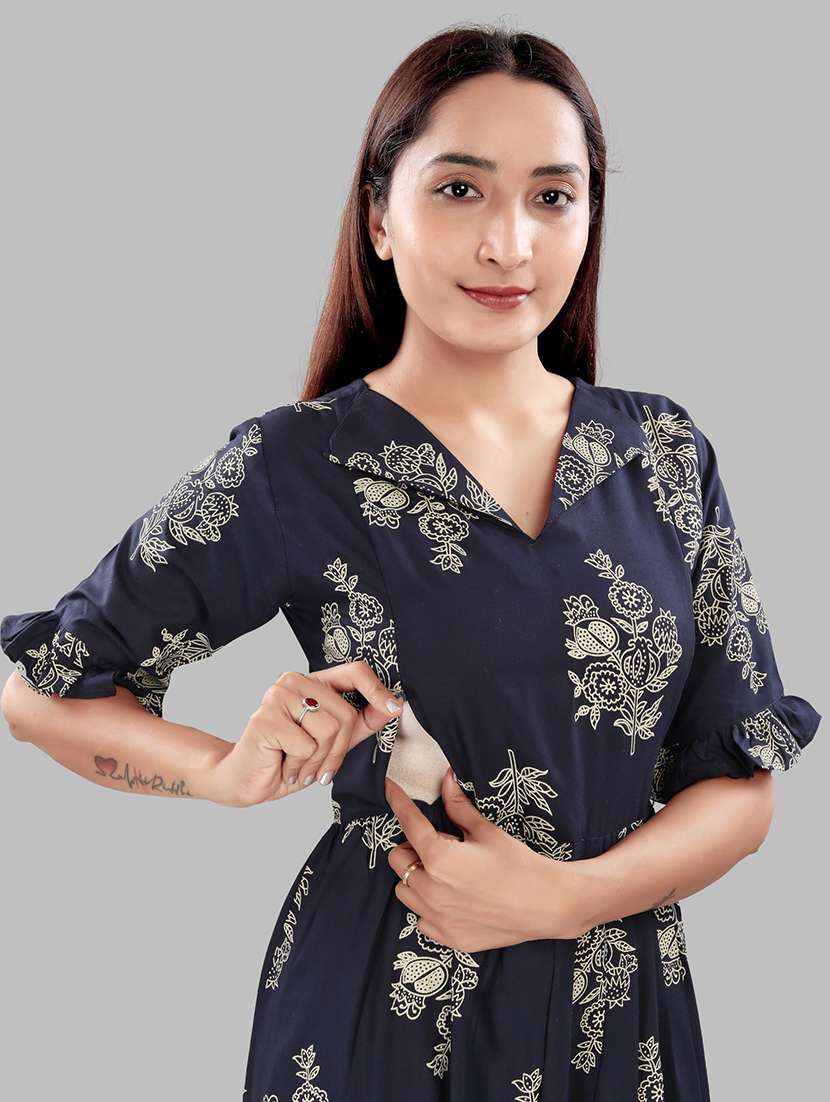 women printed short sleeve maternity wear dress - 22140729 -  Standard Image - 3