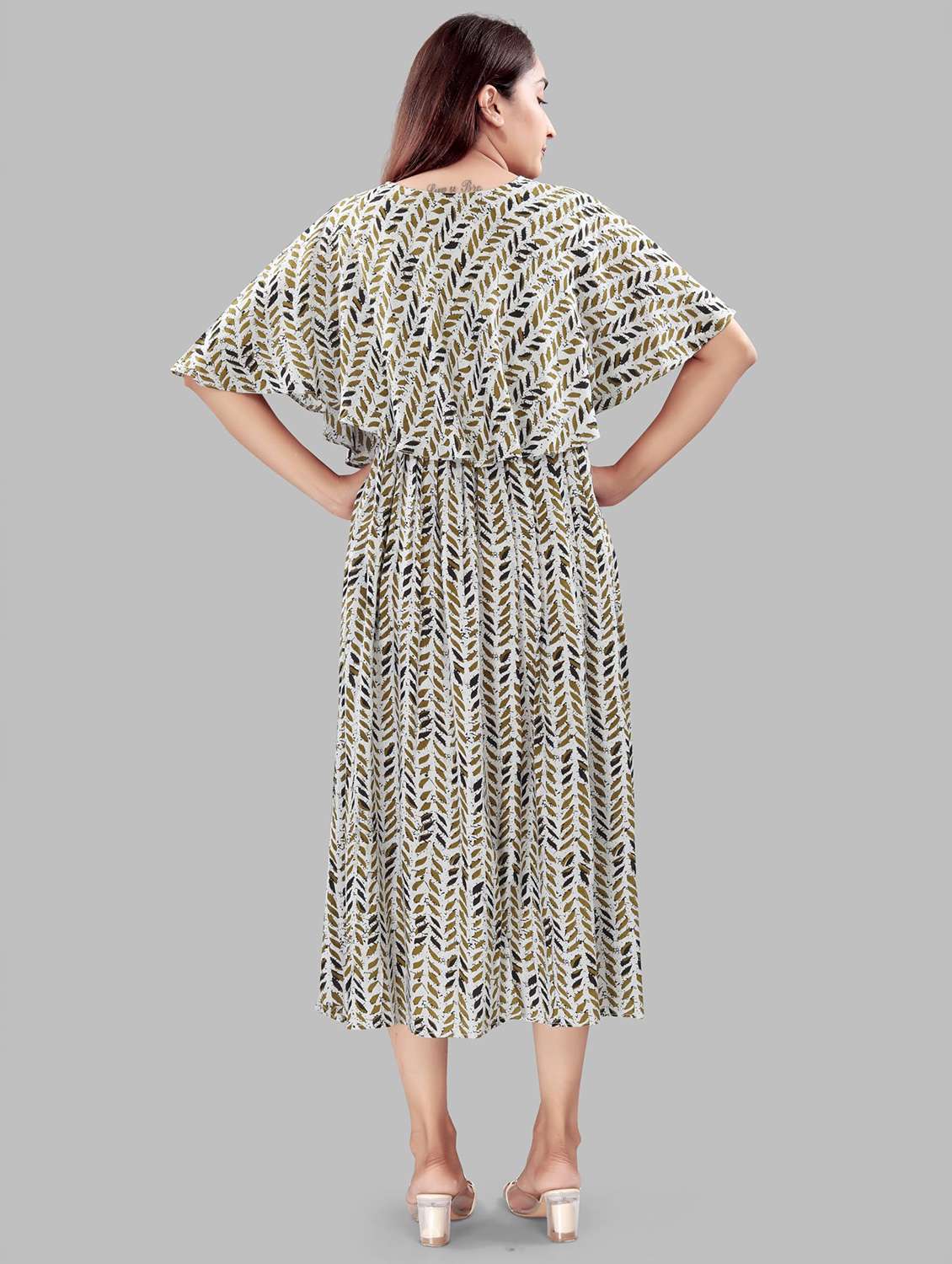 women floral printed cape sleeve maternity wear dress - 22140731 -  Standard Image - 3