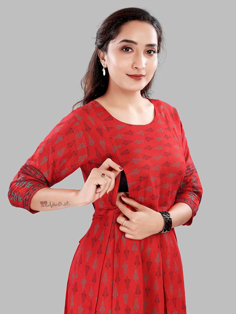 women printed three quarter sleeve maternity wear dress - 22140733 -  Standard Image - 3