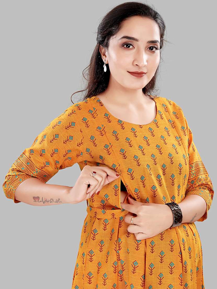 women printed three quarter sleeve maternity wear dress - 22140734 -  Standard Image - 3