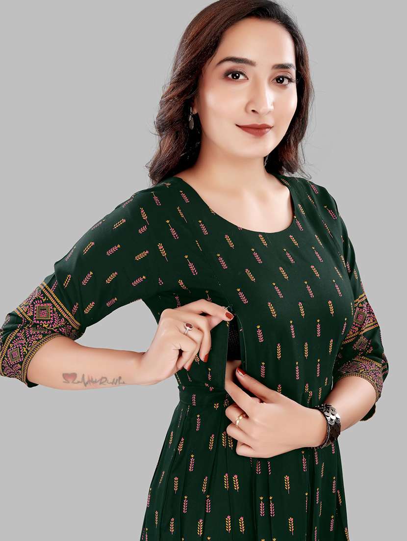 women printed three quarter sleeve maternity wear dress - 22140735 -  Standard Image - 3