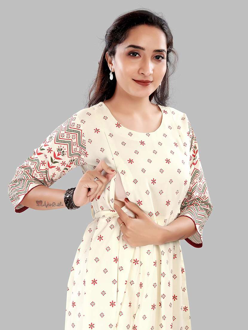 women printed three quarter sleeve maternity wear dress - 22140738 -  Standard Image - 3