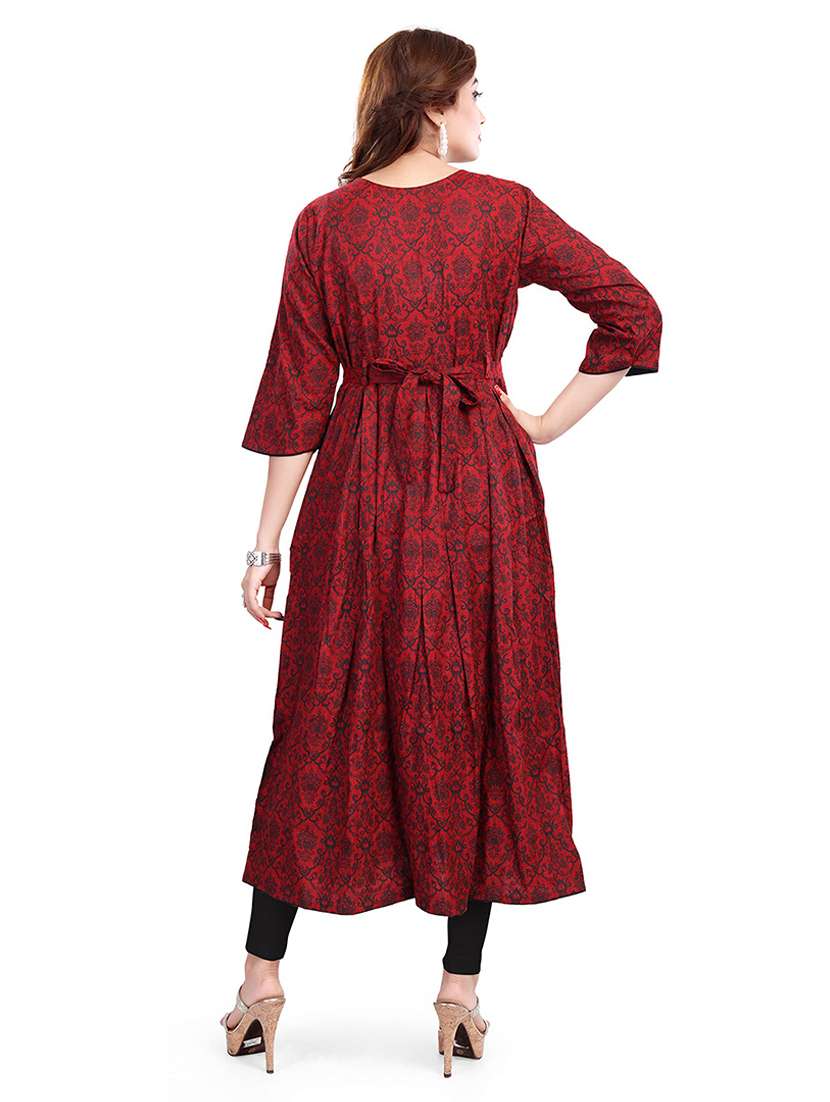 women printed three quarter sleeve maternity wear kurta - 22140746 -  Standard Image - 3