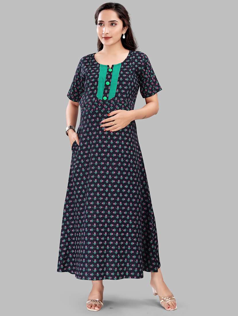 women printed short sleeve maternity wear nighty - 22140759 -  Standard Image - 3
