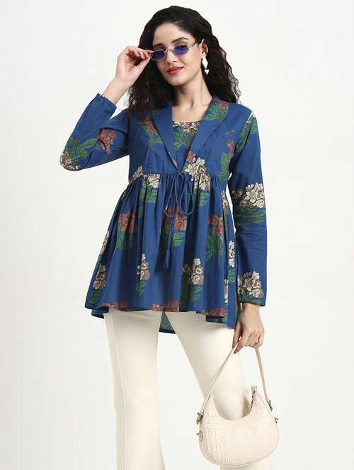 women floral print long sleeve flared top - 22140766 -  Standard Image - 0
