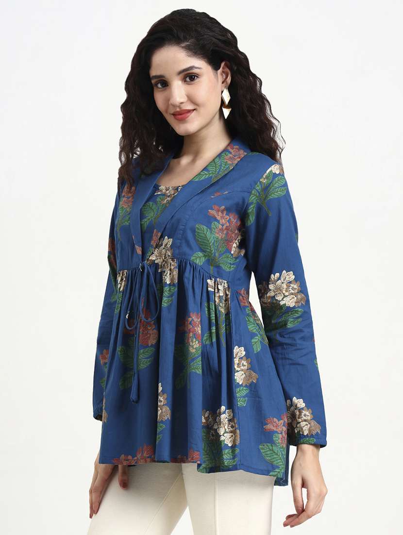women floral print long sleeve flared top - 22140766 -  Standard Image - 3