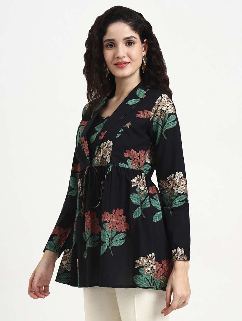 women printed long sleeve peplum top - 22140770 -  Standard Image - 3
