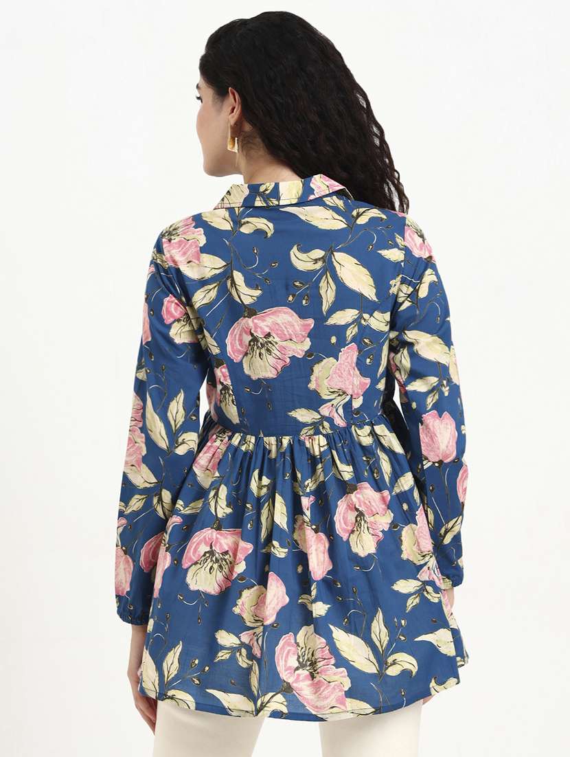 women printed long sleeve peplum top - 22140771 - Standard Image - 3