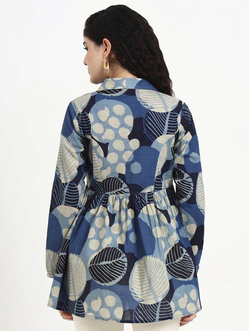 women printed long sleeve peplum top - 22140772 -  Standard Image - 3