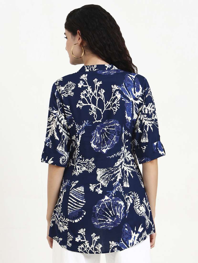 women printed three quarter sleeve shirt top - 22140775 - Standard Image - 3