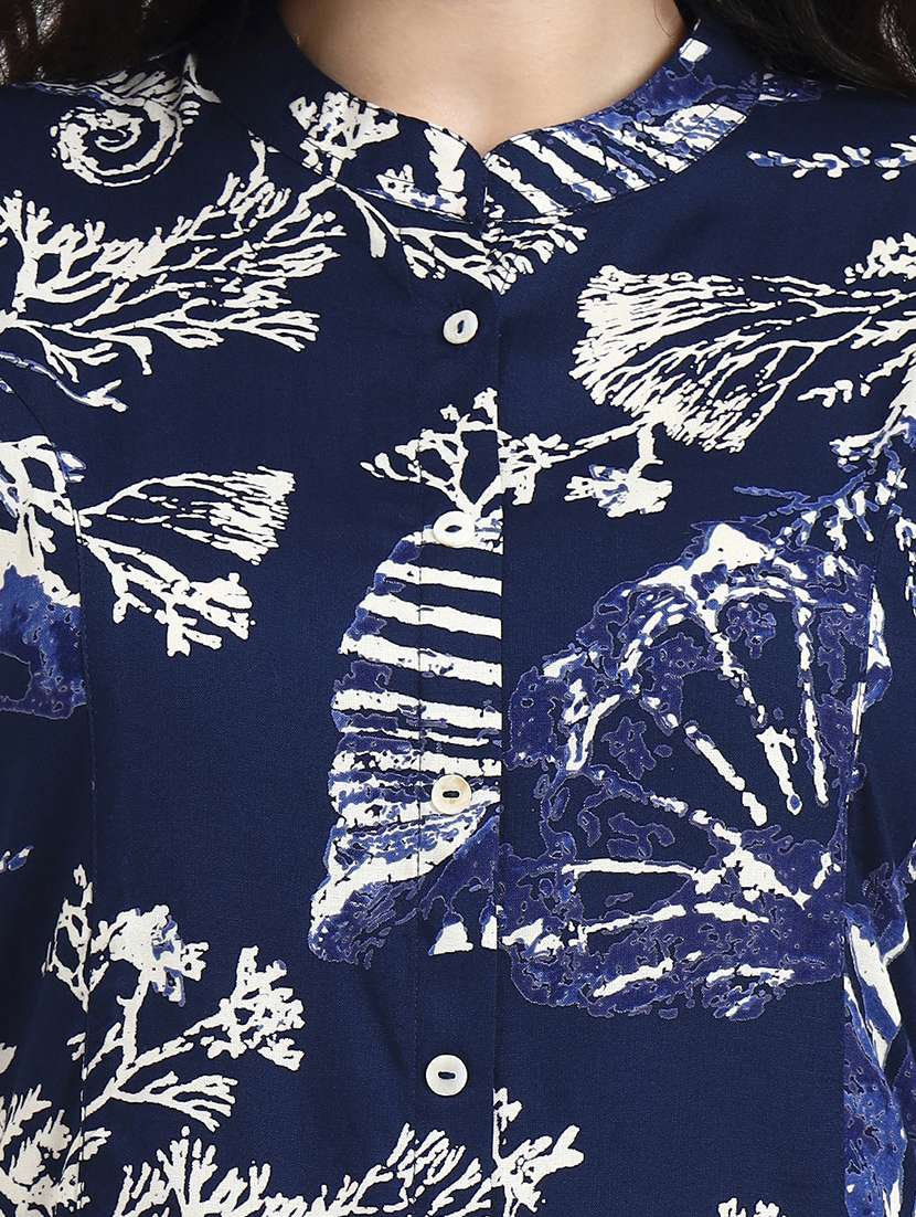 women printed three quarter sleeve shirt top - 22140775 - Standard Image - 5