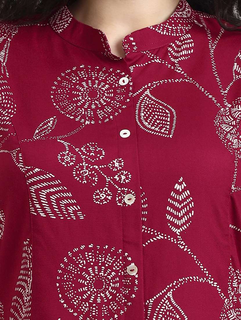 women printed three quarter sleeve shirt tunic - 22140777 - Standard Image - 5