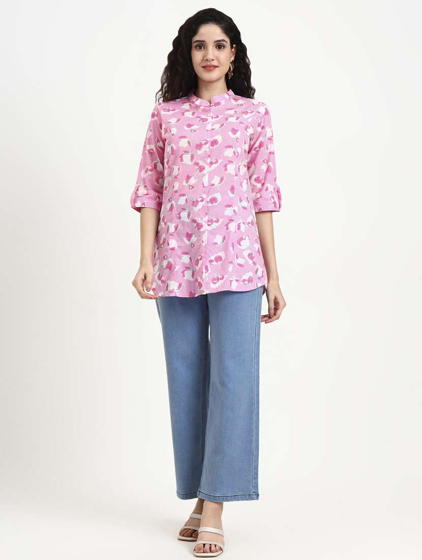women printed three quarter sleeve shirt tunic - 22140780 -  Standard Image - 5