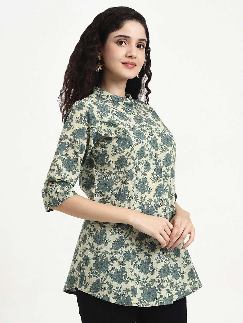 women printed three quarter sleeve shirt top - 22140781 - Standard Image - 3